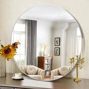 Silver Round Mirror 42 Inch Wall Mounted Round Mirror Aluminum Alloy Metal Frame Wall Mirror Round Bathroom Mirror Round Mirror for Bathroom Entryway Living Room Large Mirror for Over Sink