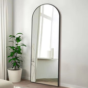 TinyTimes 57"x20" Arched Full Length Mirror Floor Mirror Full Length with Stand Large Full Body Mirror Arch Wall Mirror Full Size Mirror for Bedroom Living Room Aluminum Frame Black